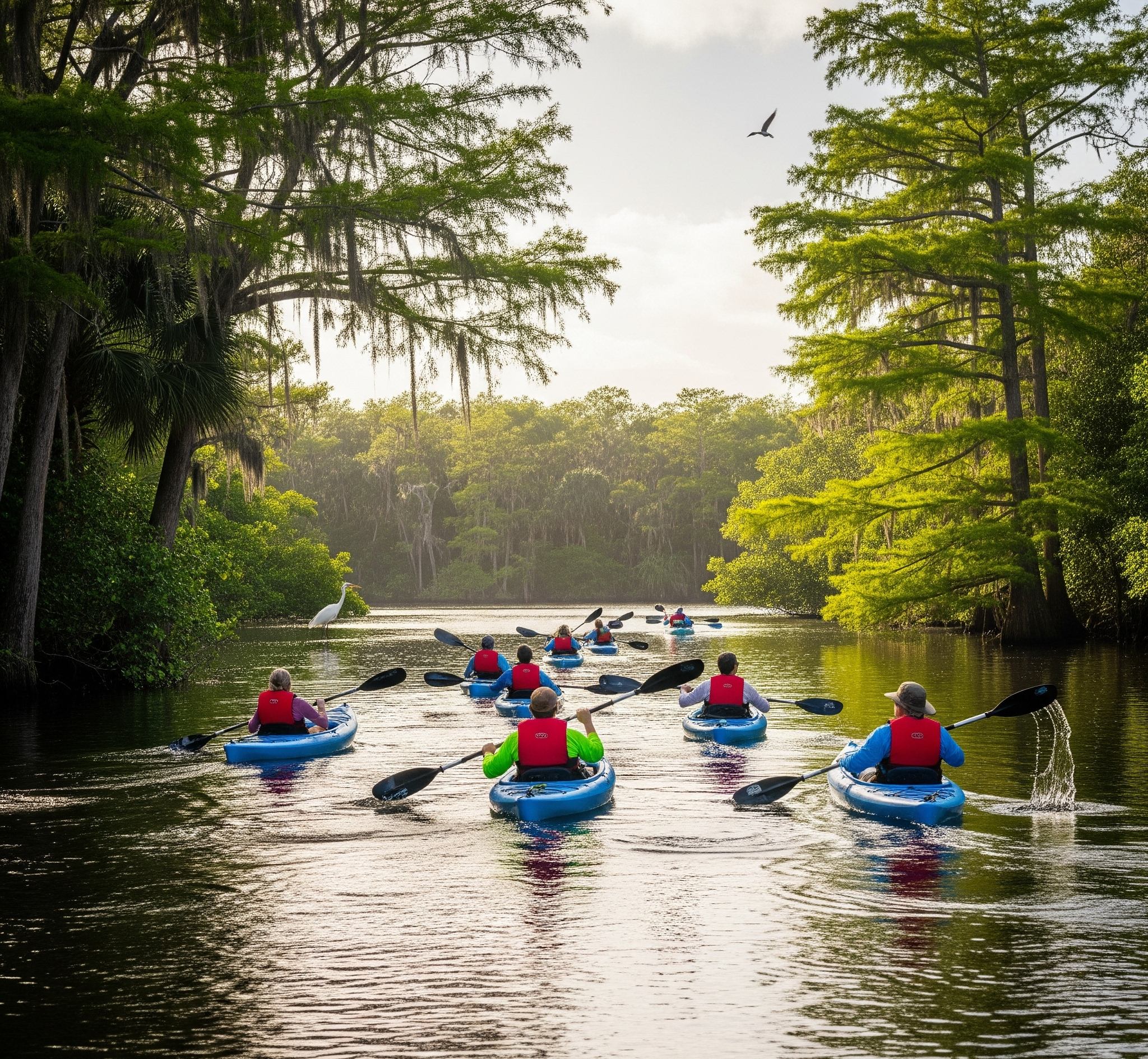 Serene Shot Of Kayakers On The Scenic Loxahatchee 