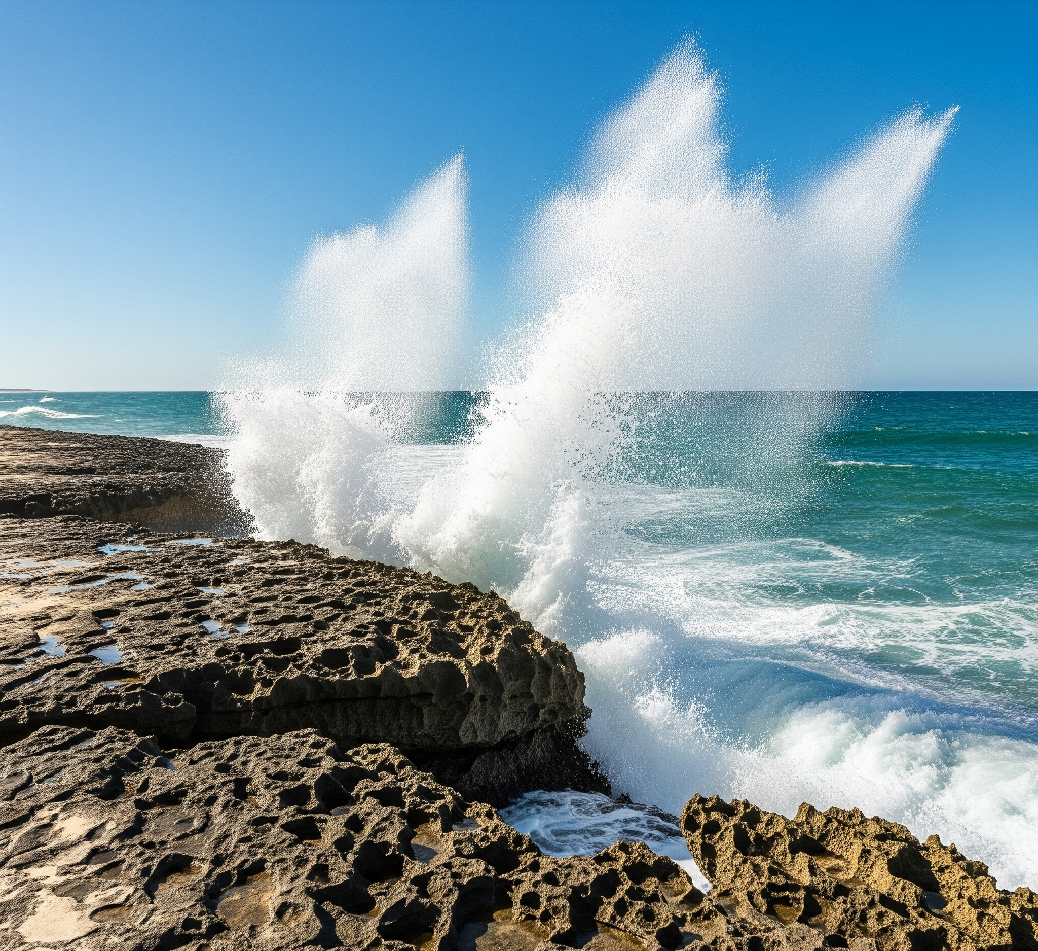 Beautiful Image Of The Water Spraying Up Through The Anastasia Limestone At Blowing Rocks Preserve.